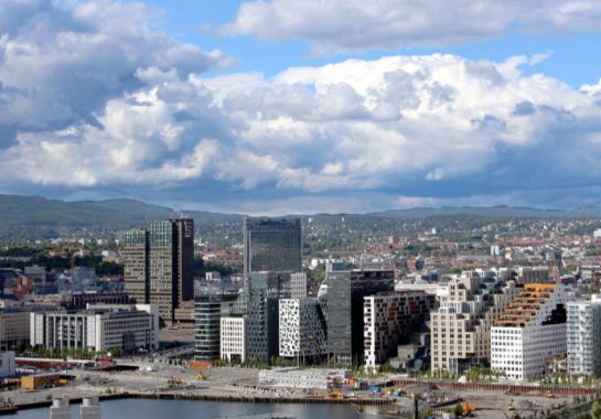 Downtown Oslo Norway where web designer Russell Morgan helps local companies