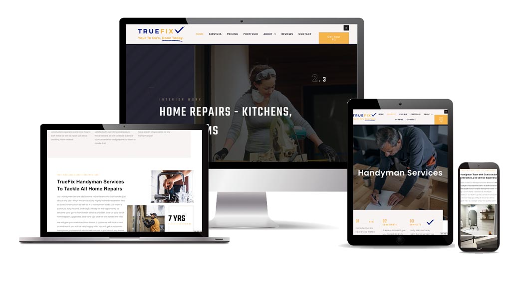 Wilmington Handyman Services website for TrueFix Services Company